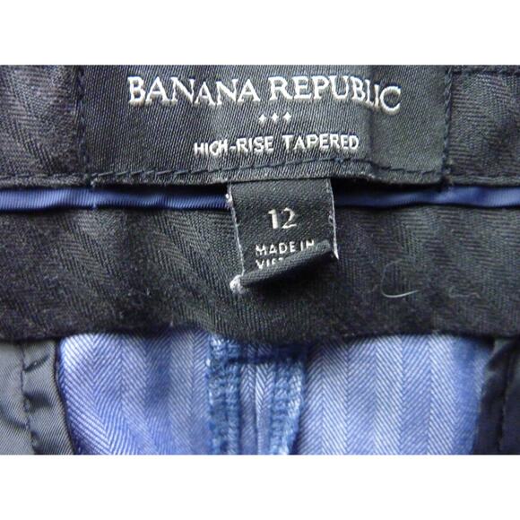Banana Republic Blue Striped Dress Trousers Womens 12 Pants Mid Rise Tapered - Picture 4 of 5